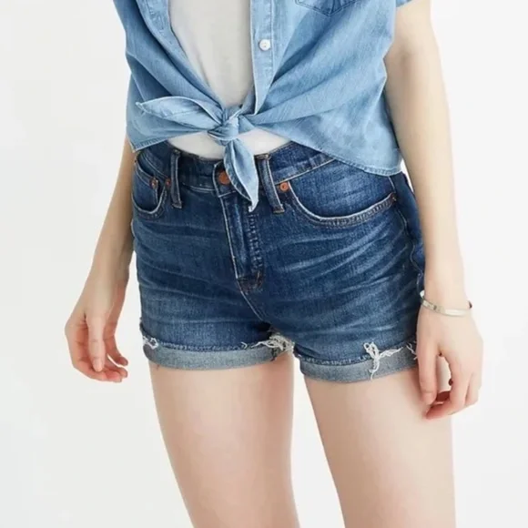 Madewell High-Rise Denim Shorts in Glenoaks Wash Cutoff Edition - Picture 1 of 8
